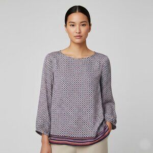 Merona Blue Red White Geometric Print Blouse